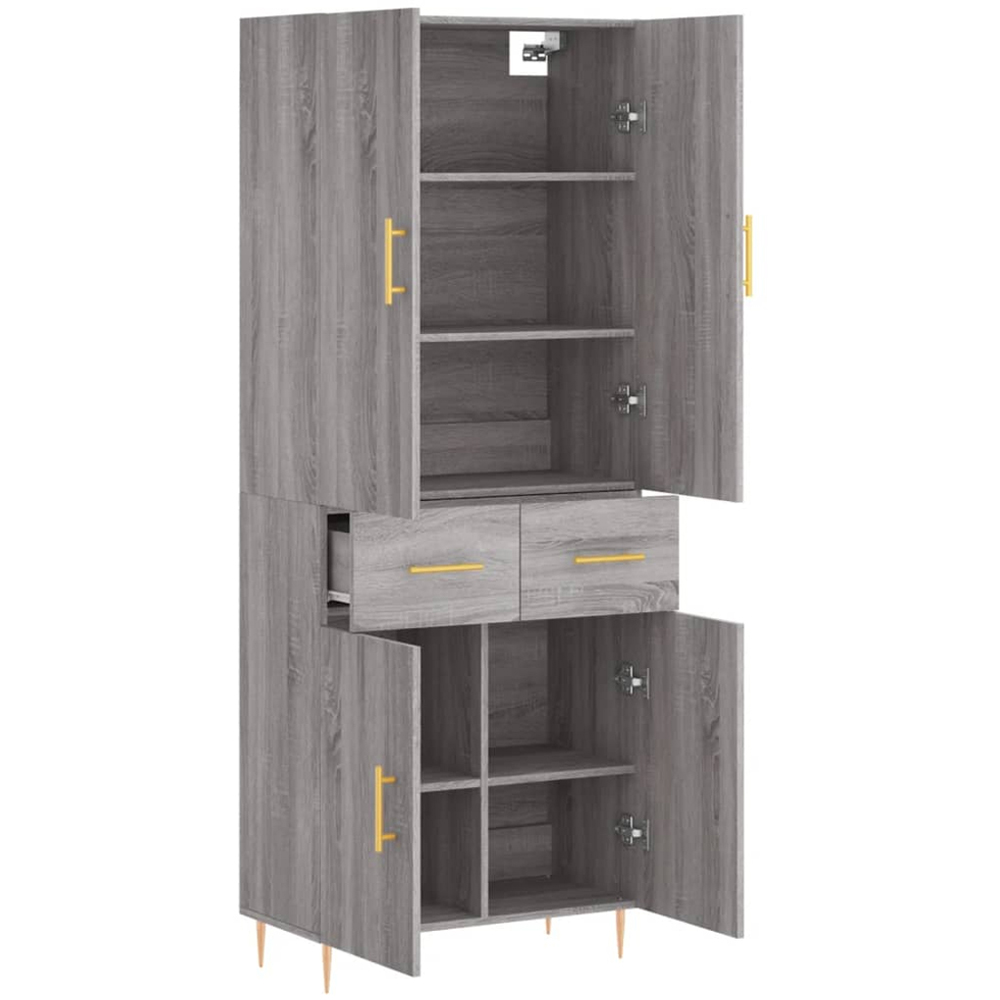 vidaXL 4 Door 2 Drawer Grey Sonoma Highboard Image 4