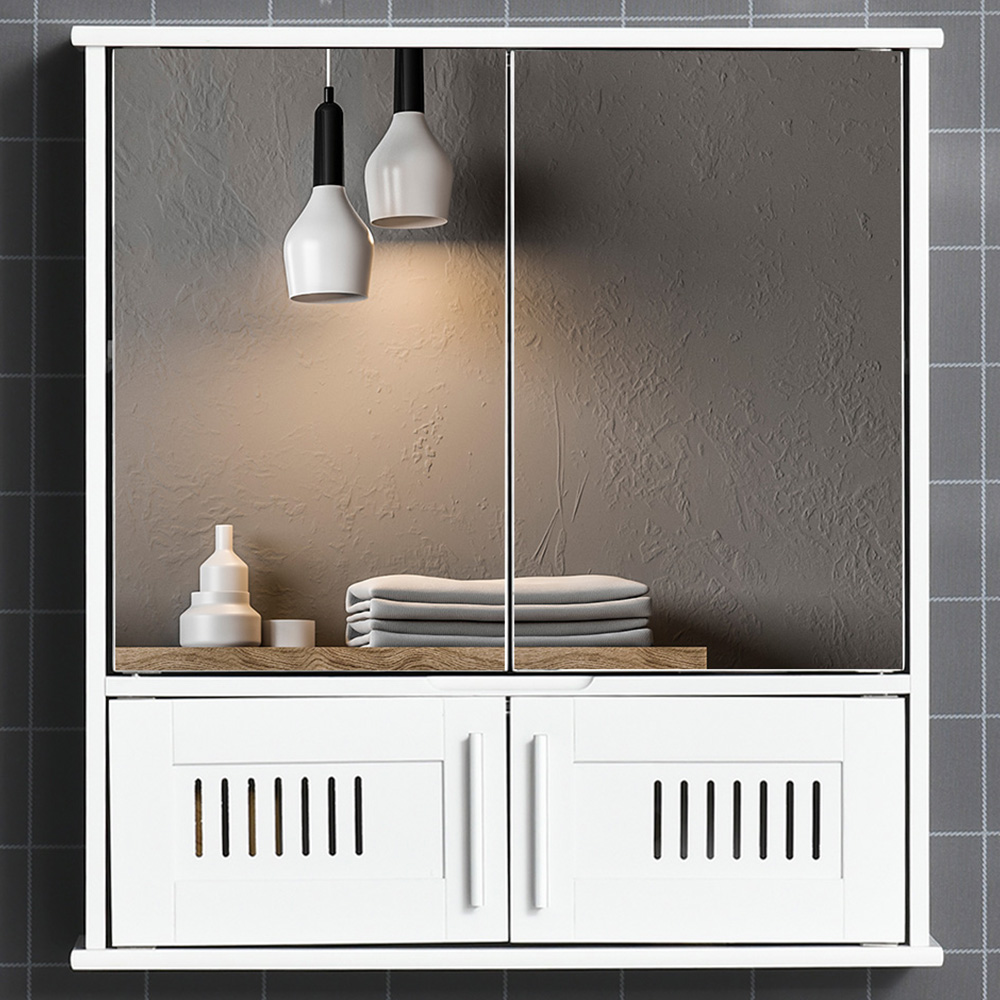 Kleankin White Bathroom Mirror Cabinet Image 1