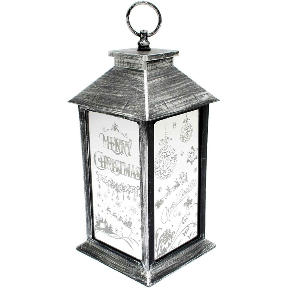 Shatchi Rustic Silver LED Lantern Christmas Decoration Image 3