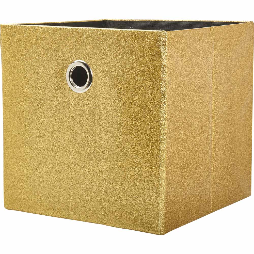 Wilko Gold Glitter Storage Box 30x30 Wilko