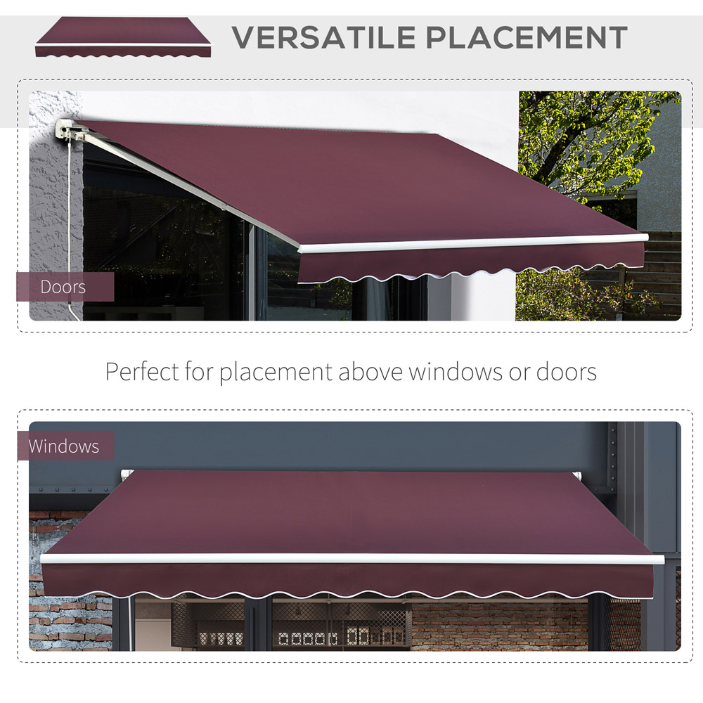 Outsunny Wine Red Retractable Awning with Fittings 3 x 4m Image 5