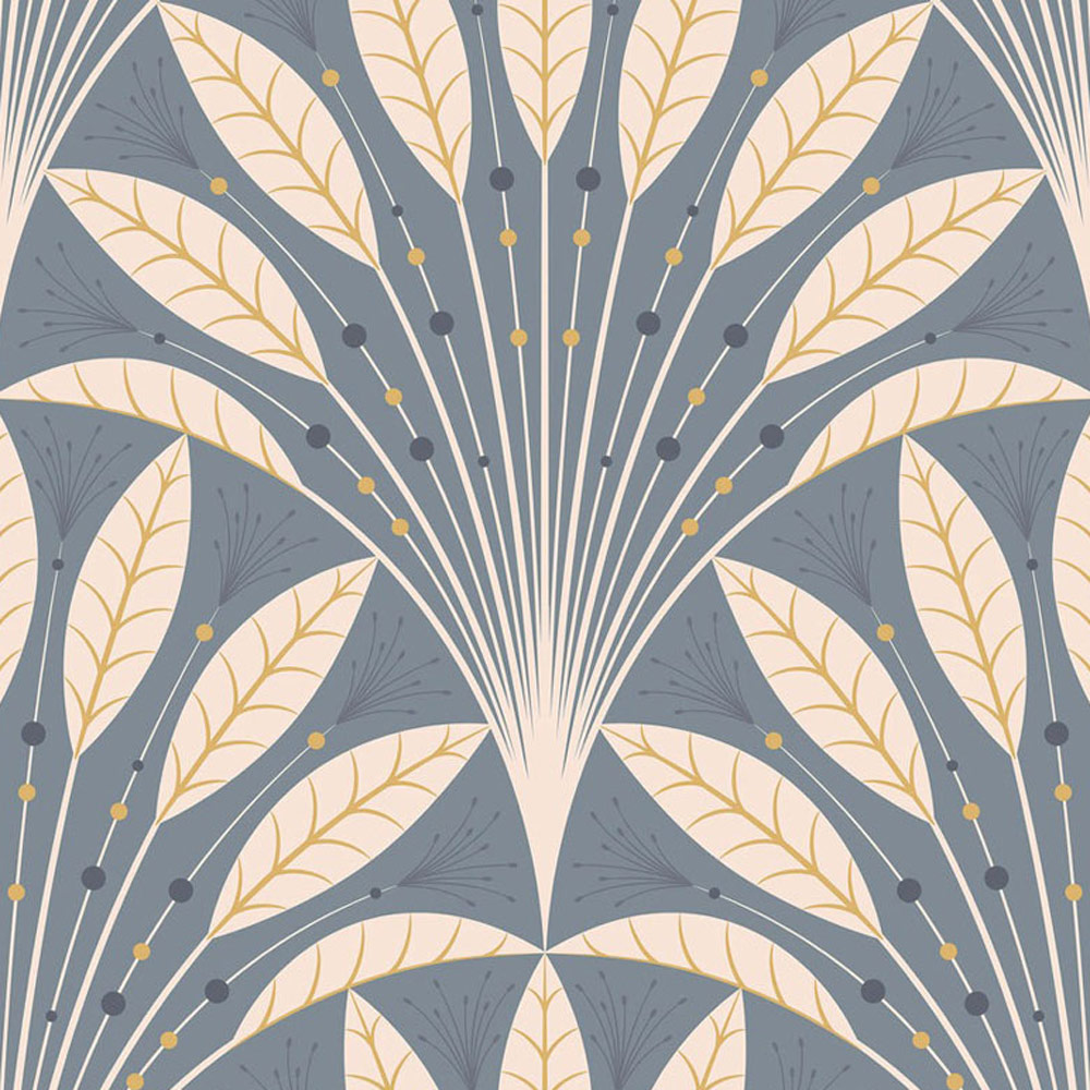 Bobbi Beck Eco Luxury Art Deco Leaf Fan Grey Wallpaper Image