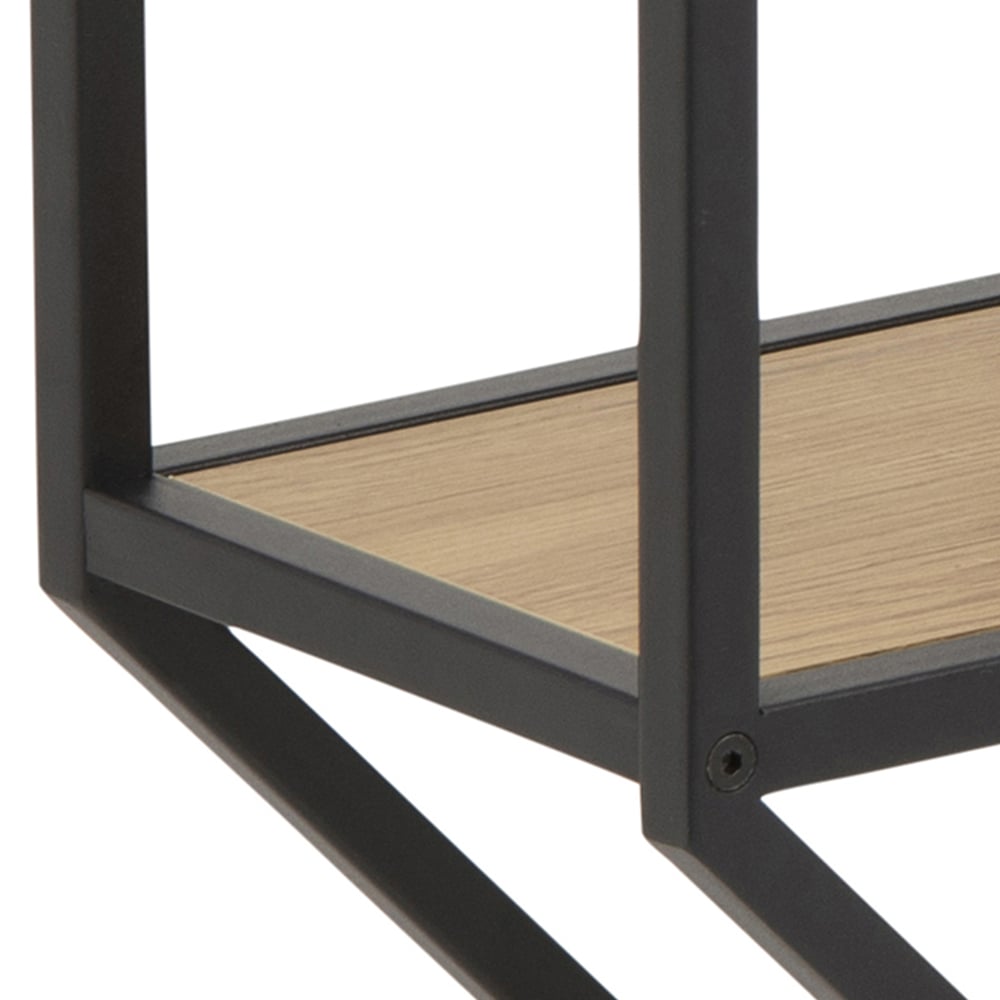 Florence Seaford 3 Shelf Oak and Black Octagonal Metal Wall Shelf Image 5
