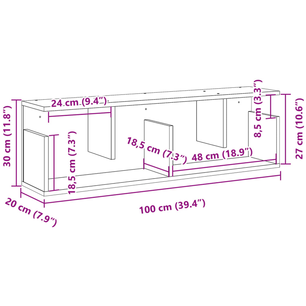vidaXL 4 Shelf Concrete Grey Wall Cabinet Image 8