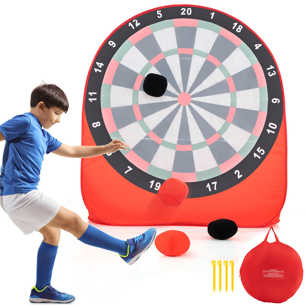 Costway Red Large Dart Board with 4 Kick Balls Image 3