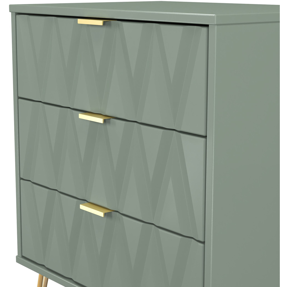 Crowndale Diamond 3 Drawer Reed Green Midi Chest of Drawers Ready Assembled Image 5