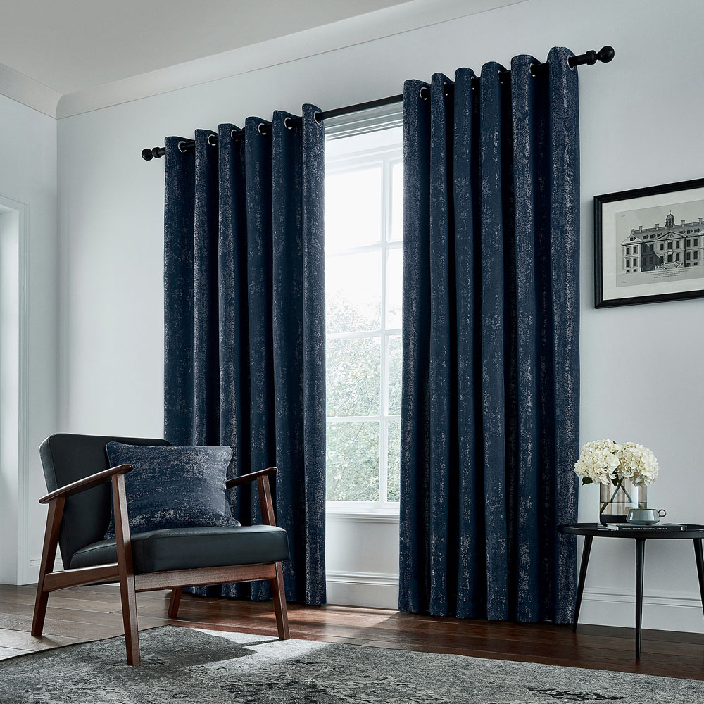 Helena Springfield Roma Lined Navy Eyelet Curtains 168 x 228cm Image 4