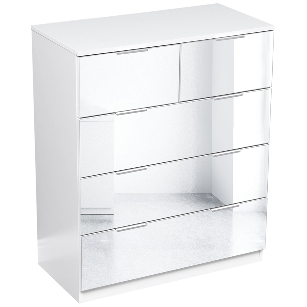 Portland Mirror 5 Drawer Wooden Chest of Drawers Image 2