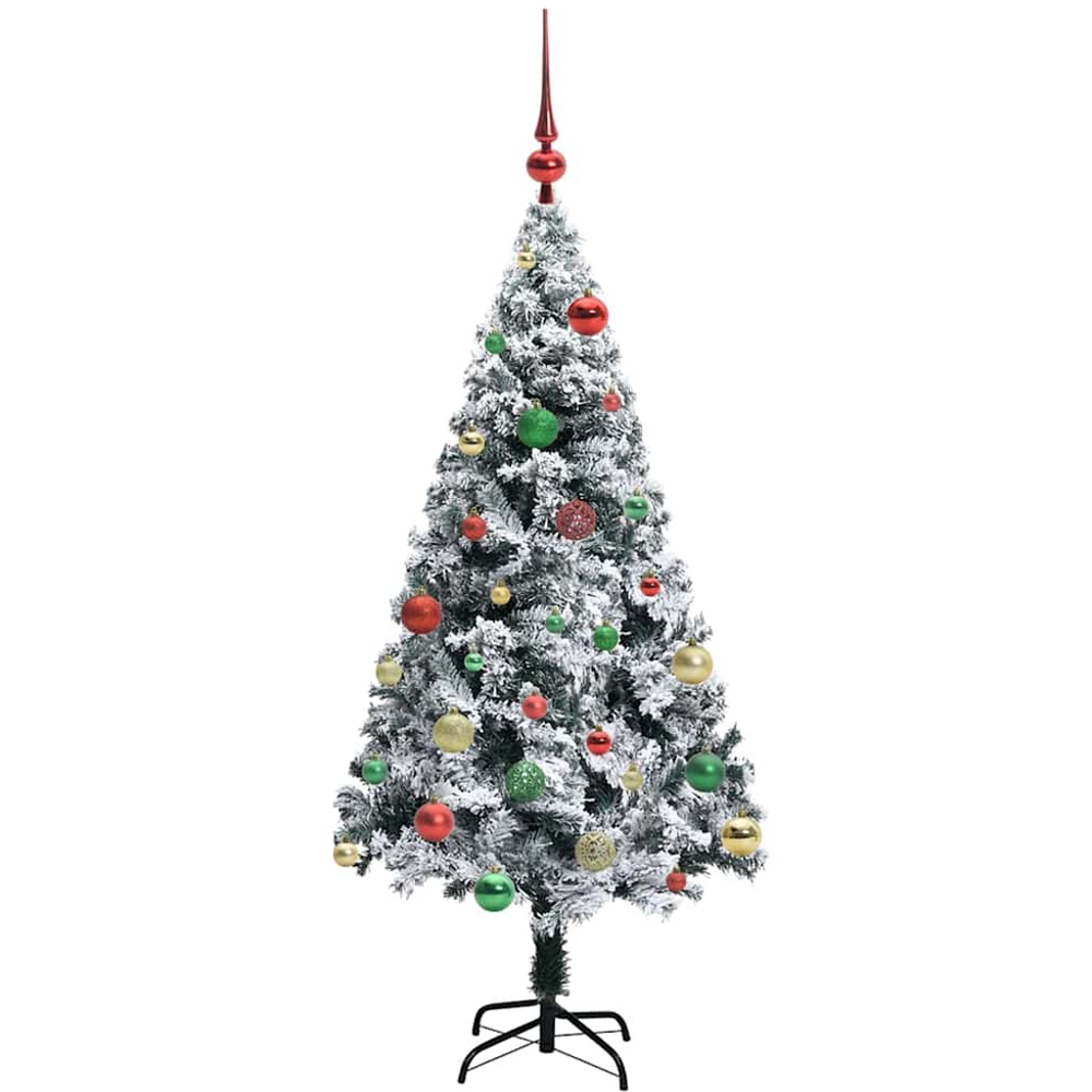vidaXL Pre-Lit Multicolour Baubles White Artificial Christmas Tree 5ft Image 4