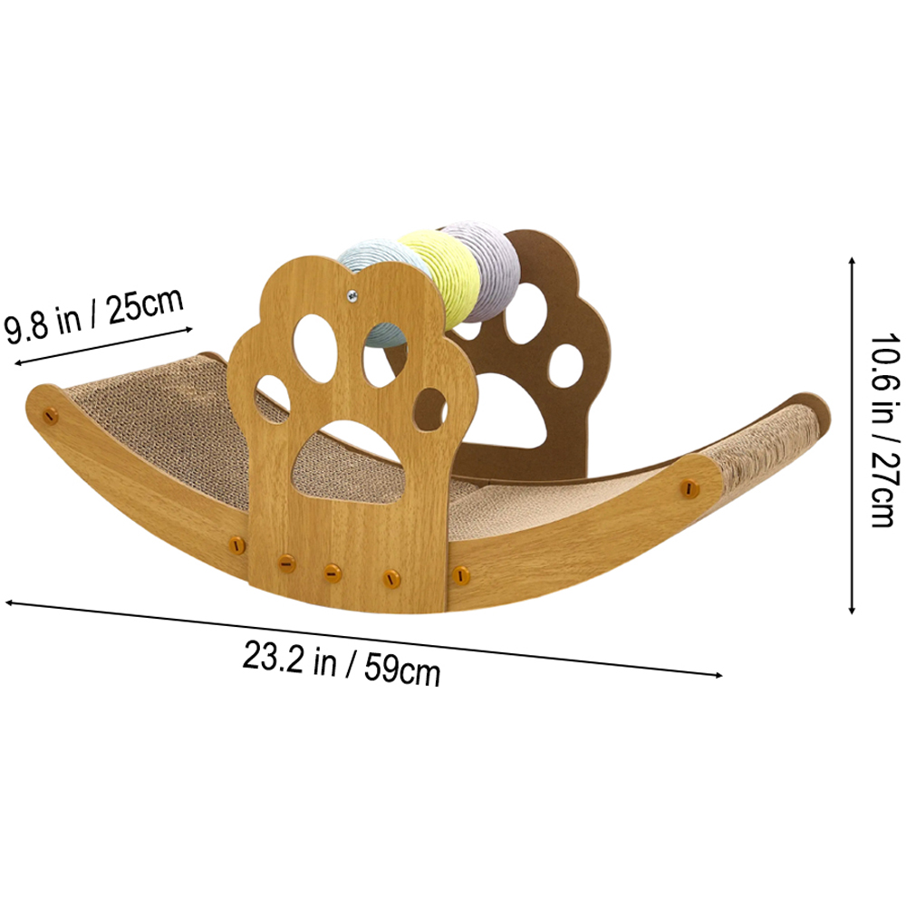 H&O Direct Cat Rocking Chair Scratcher with Sisal Ball Image 6