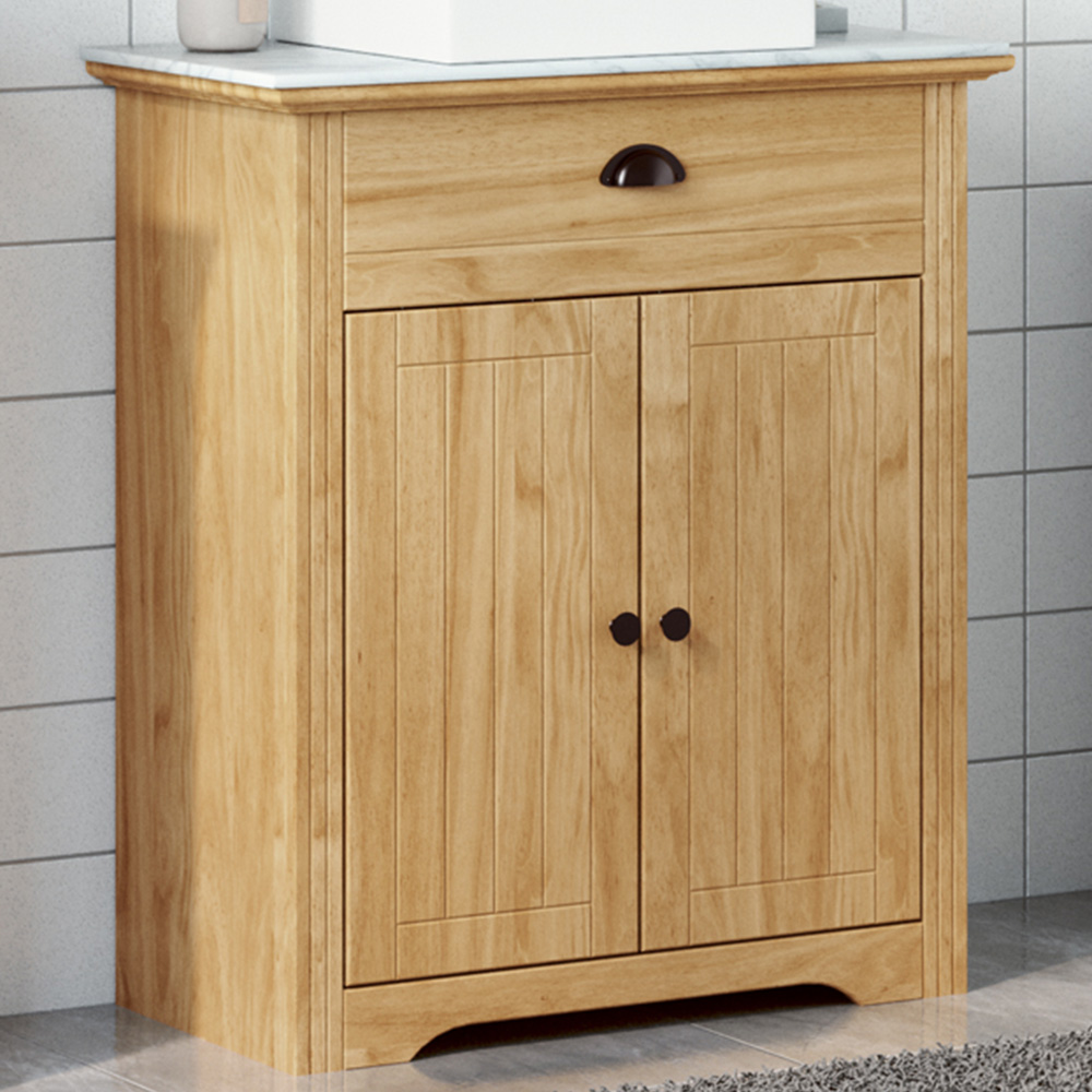 vidaXL Bodo 2 Door Single Drawer Honey Brown Bathroom Cabinet Image 1