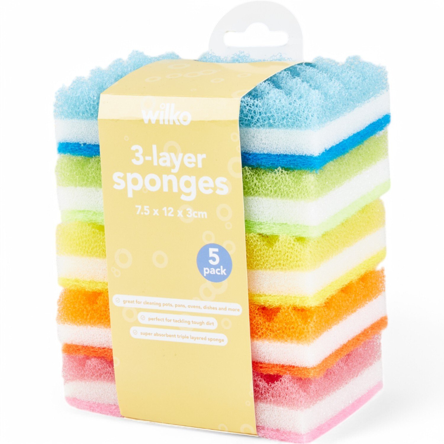 Pack of 5 Multicolour 3 Layer Sponges Multicolour Image 1