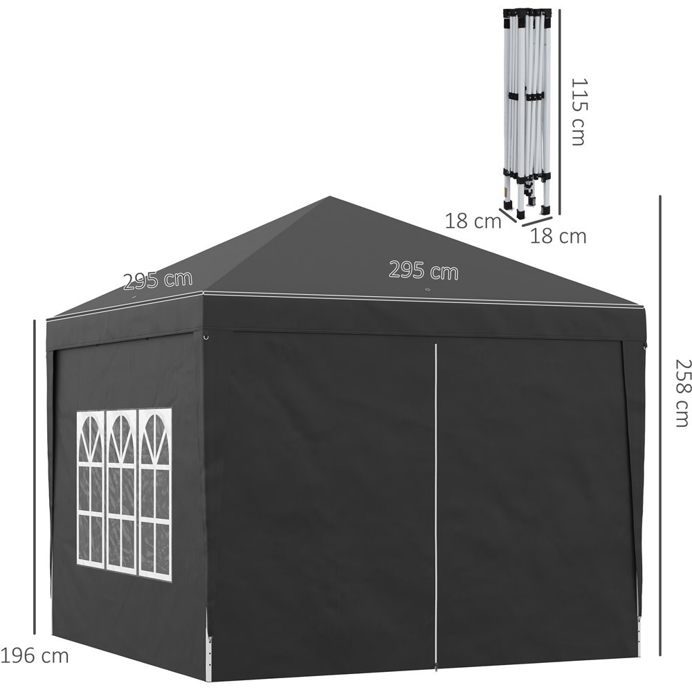 Outsunny 3 x 3m Black Pop Up Water Resistant Camping Party Tent Image 8