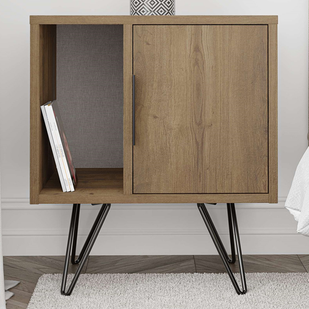 Decortie Glynn Dark Oak Effect Bedside Table Image 1