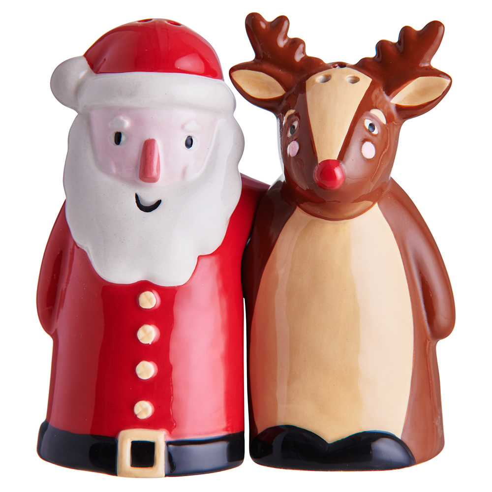 Wilko Santa and Reindeer Salt and Pepper Pots Image 1