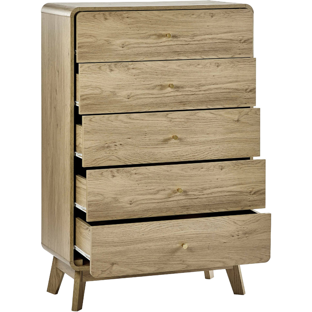 Julian Bowen Ingrid 5 Drawer Oak Chest of Drawers Image 3