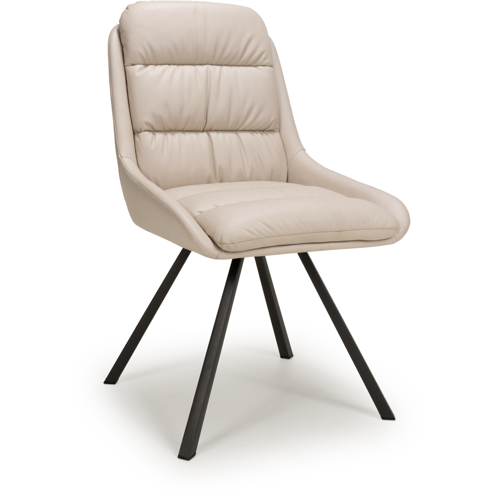 Arnhem Set of 2 Cream Swivel Leather Effect Dining Chair Image 2