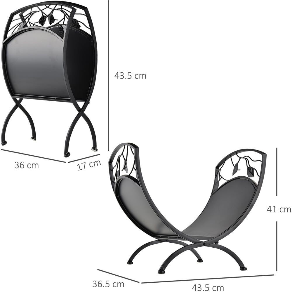 Outsunny Black Iron Folding Arced Firewood Log Holder Image 3