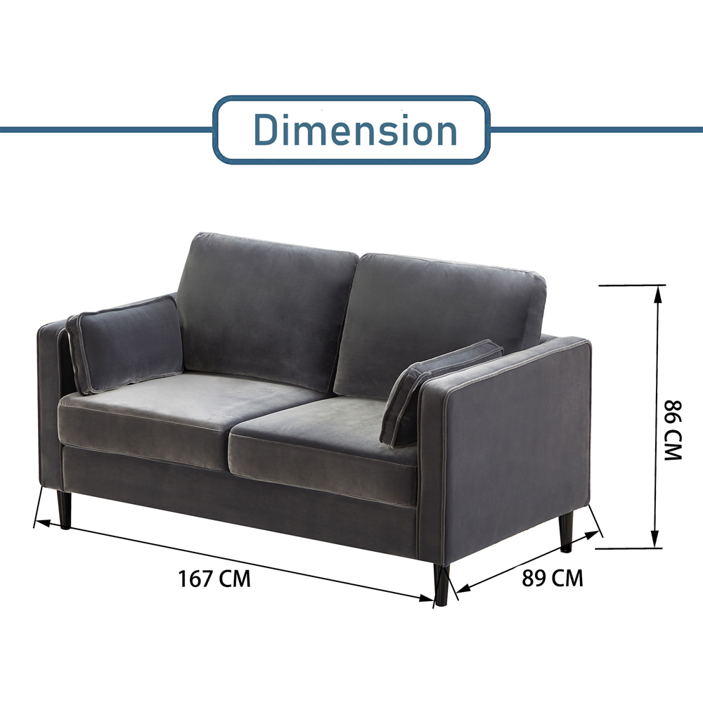 Furniture One 2 Seater Velvet Sofa with Armrest Image 4