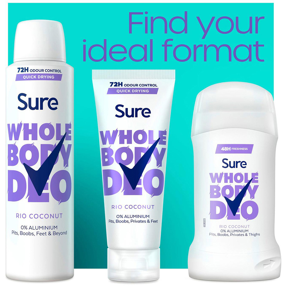 Sure Whole Body Rio Coconut 72H Odour Control Deodorant Cream 150ml 6 Pack Image 5