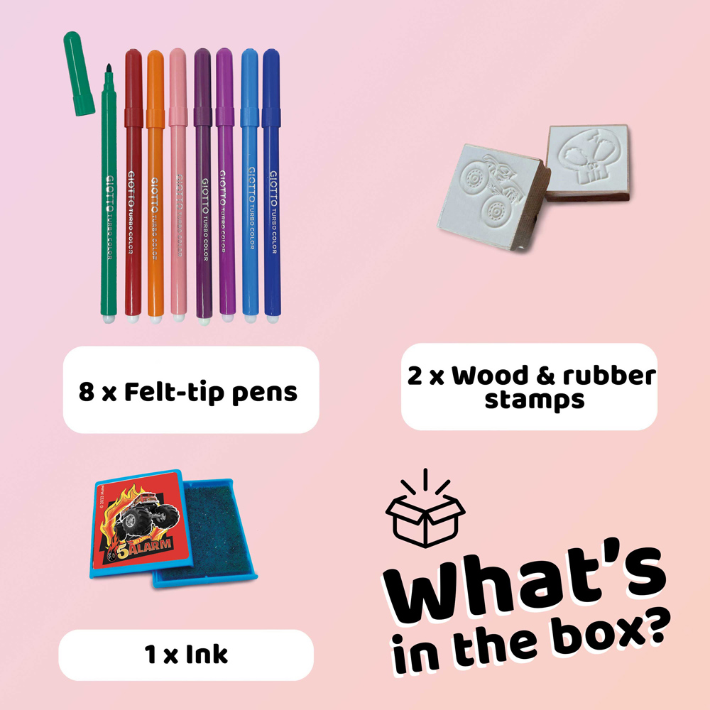 Hot Wheels Blister Kids Craft and Stationery Set with 2 Stamps Image 2