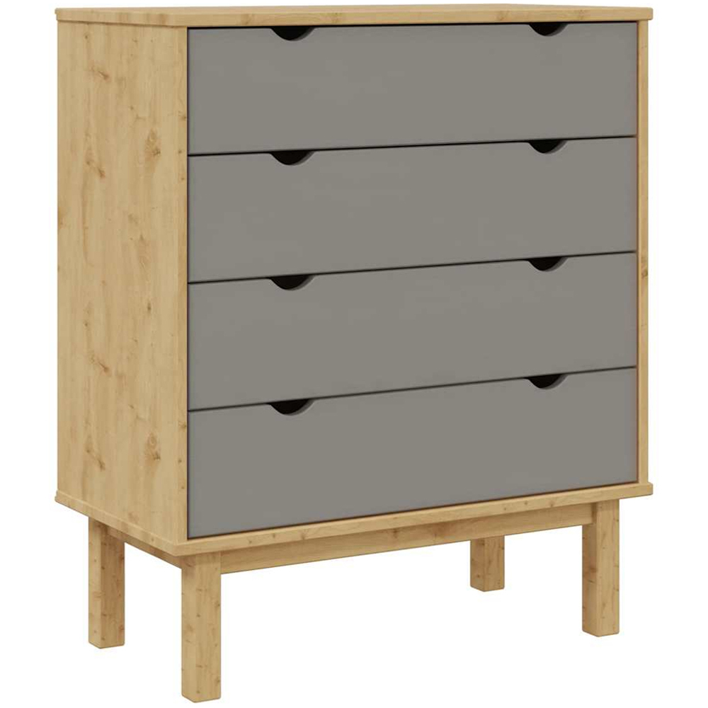 vidaXL 4 Drawer Brown and Grey Wooden Storage Cabinet Image 2