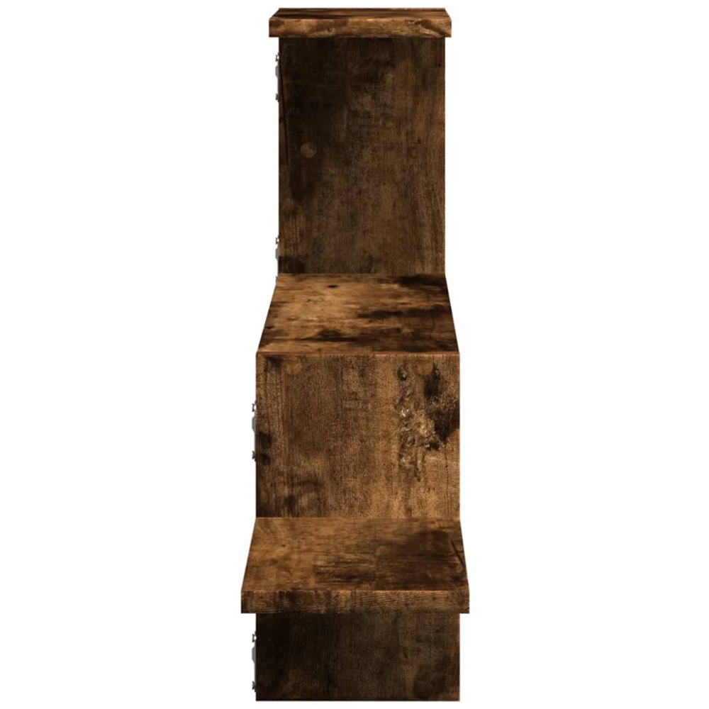 vidaXL 5 Shelf Smoked Oak Floating Wall Shelf Image 4