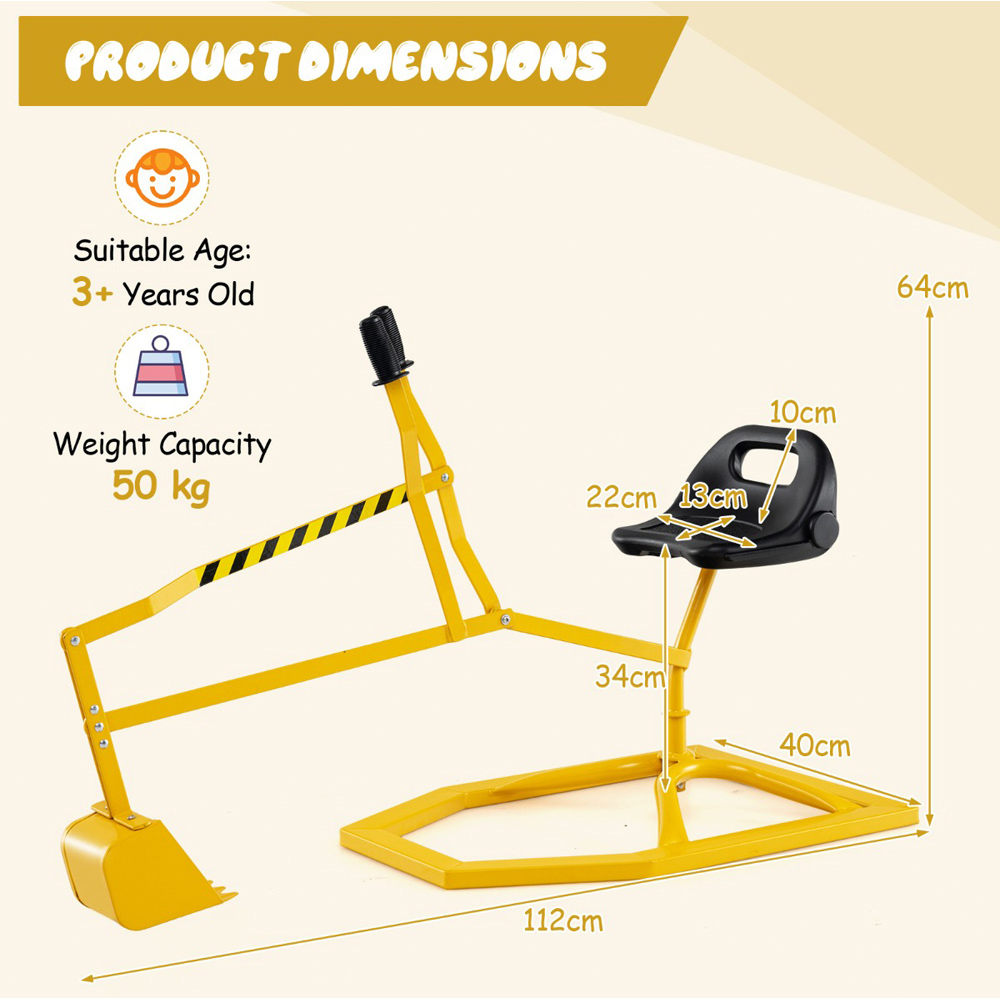 Costway Kids Yellow Rotatable Sand Digger Image 7