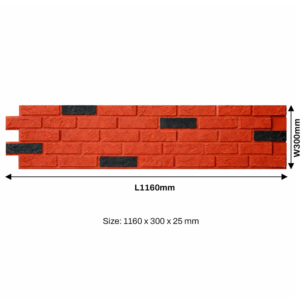 Britwall Red Brick Pattern Hard PU Wall Panel 1160 x 300 x 25mm 2 Pack Image 7