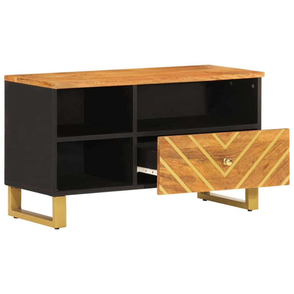 vidaXL Single Drawer 3 Open Shelf TV Cabinet with Metal Legs Image 3