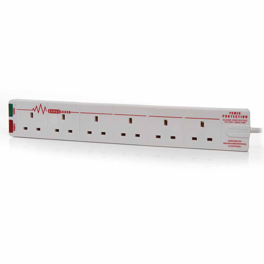 Wilko 13 Amp 2m 6 Socket Surge Protected Extension  Lead Image 1