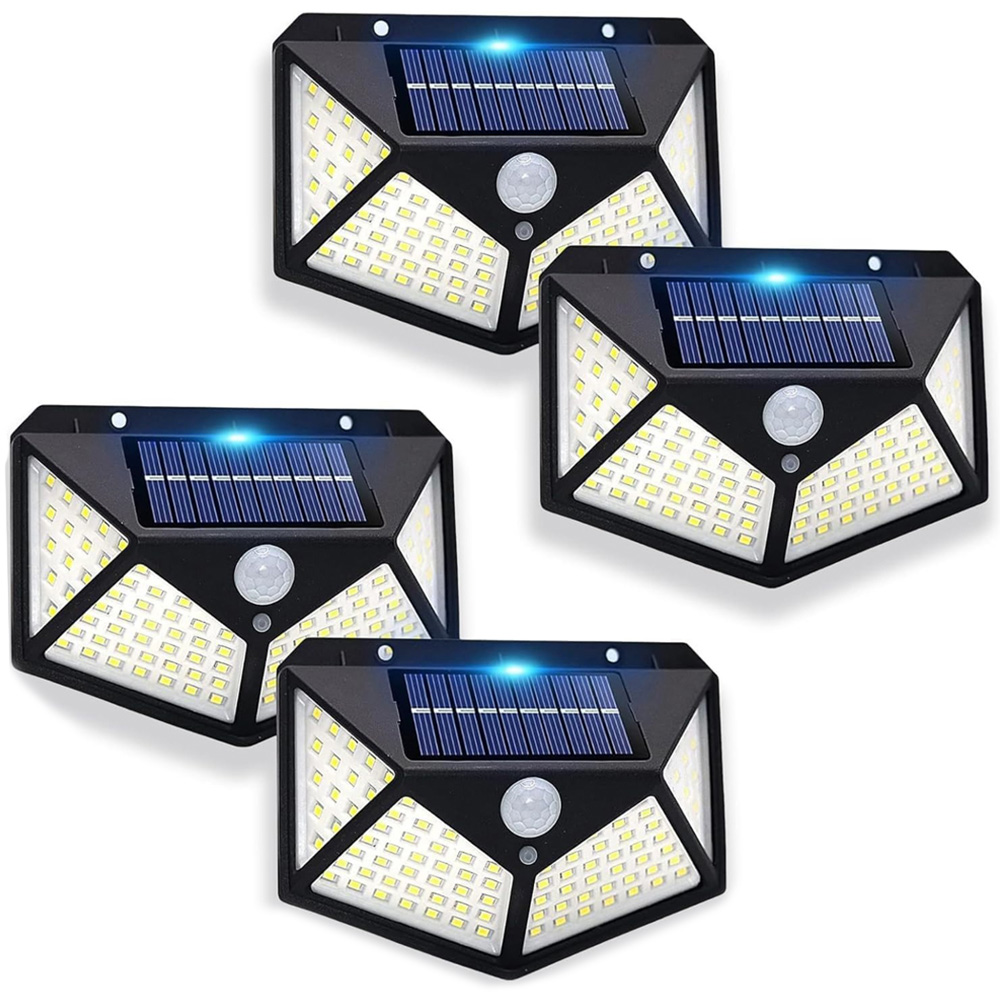 Garden Gear White 100 LED Motion Sensor Outdoor Solar Light 4 Pack Image 1