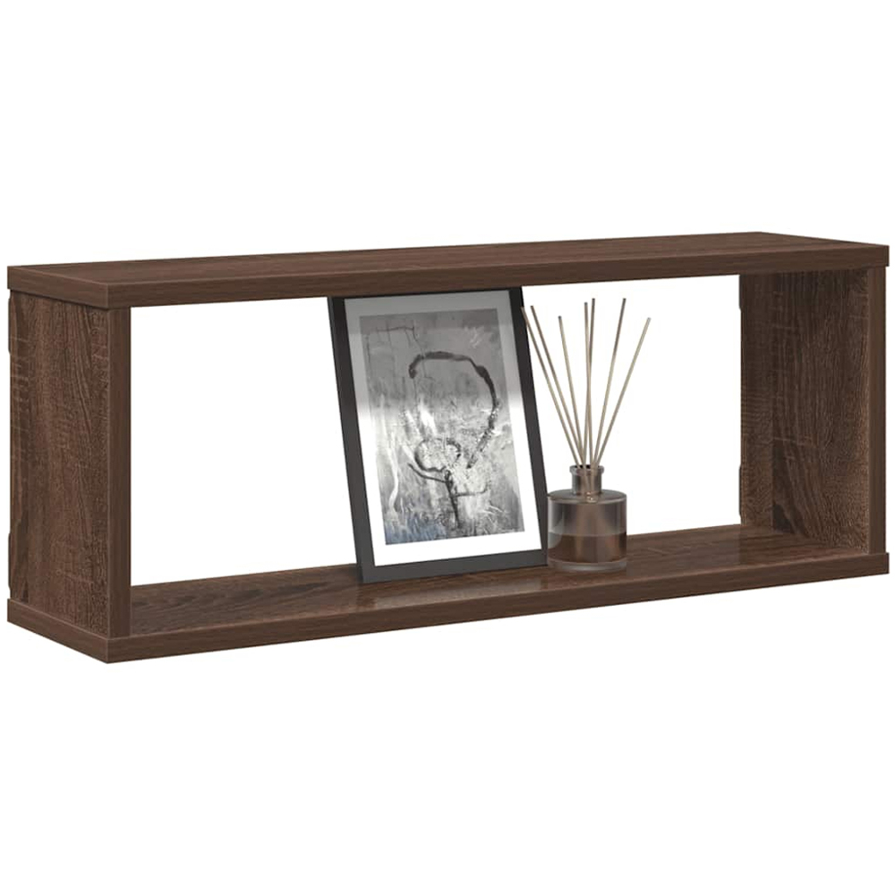 vidaXL Set of 4 Brown Floating Wall Cube Shelf Image 3