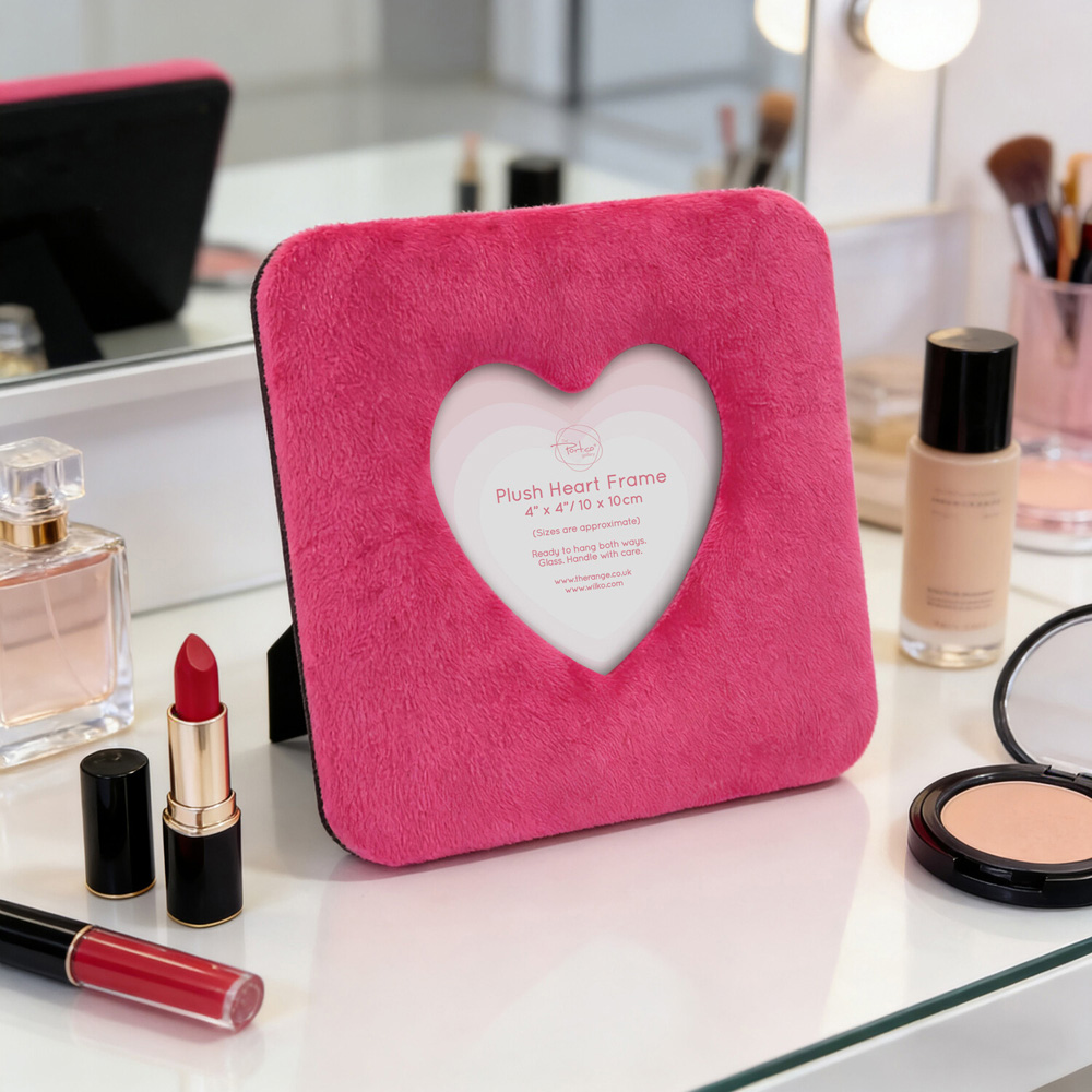 Bright Plush Heart Photo Frame Pink Image 2