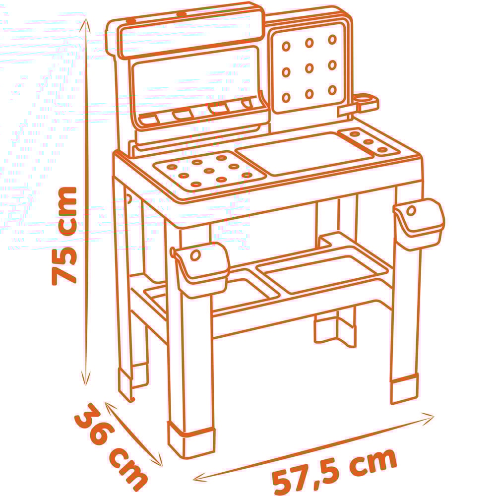 Smoby Black and Decker Kids Bricolo Pro Workbench with Tools and Storage Image 7