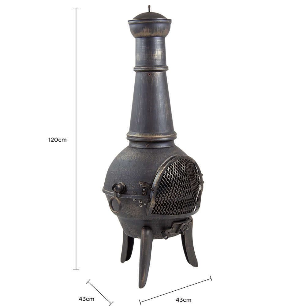 Charles Bentley Snug Seville 120cm Black Extra-Large Open Bowl Mesh Cast Iron and Steel Chiminea Image 9