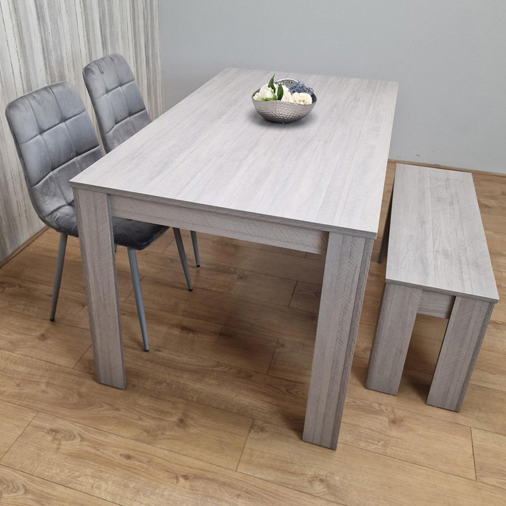 Portland 4 Seater Square Velvet Dining Table Set Arrow Grey and Grey Image 1