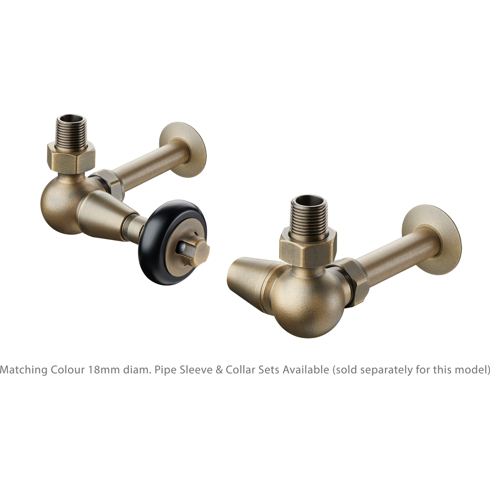 Terma Traditional Antique Brass 3 Axis Thermostatic Radiator Valve and Lockshield Set Image 5