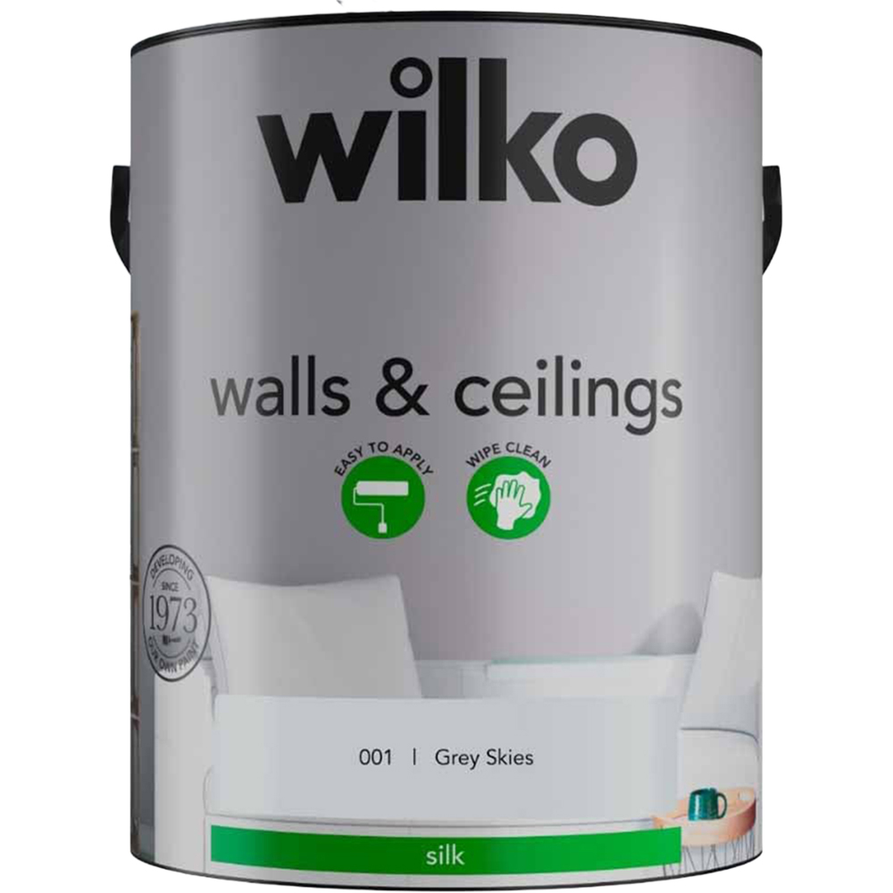 Wilko Walls & Ceilings Grey Skies Silk Emulsion Paint 5L Image 2