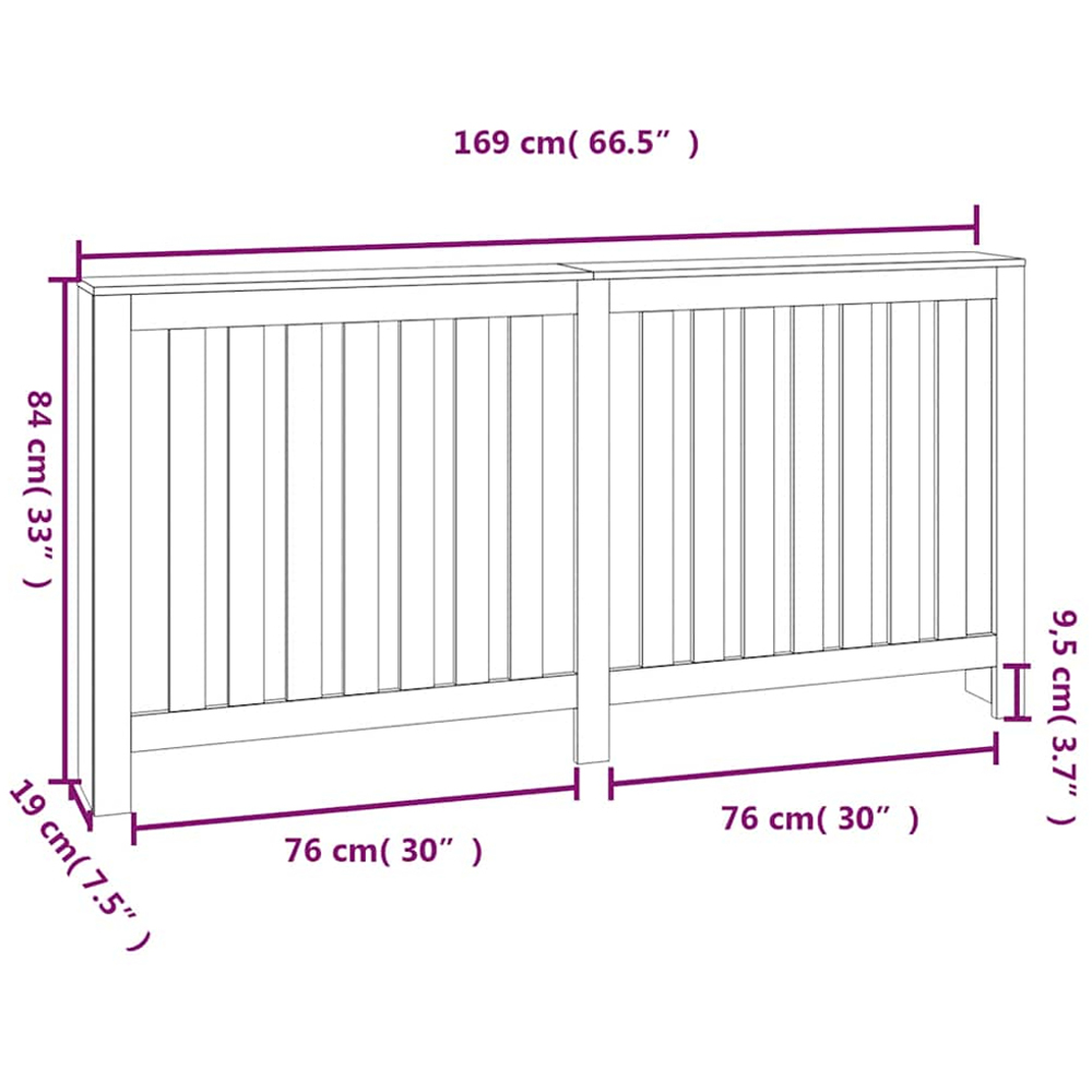 vidaXL Natural Pine Wood Radiator Cover 840 x 1690mm Image 6