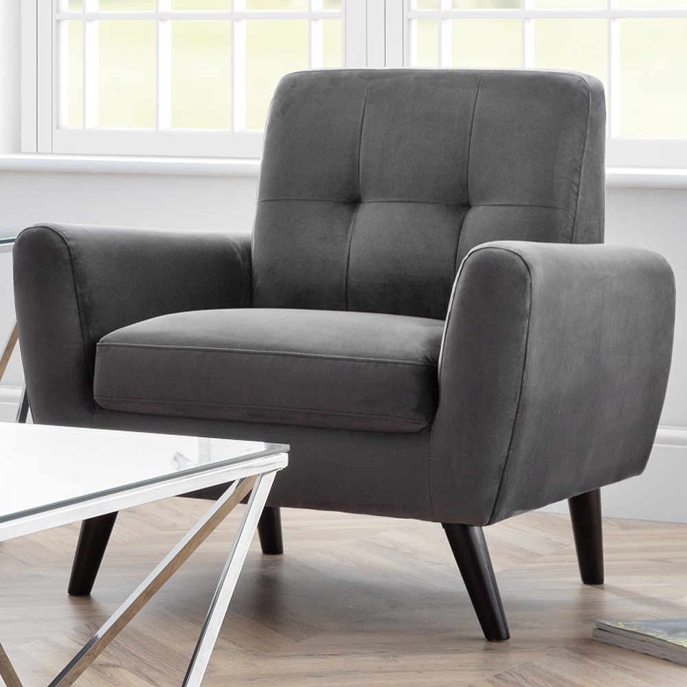 Julian Bowen Monza Dark Grey Velvet Armchair Image 1