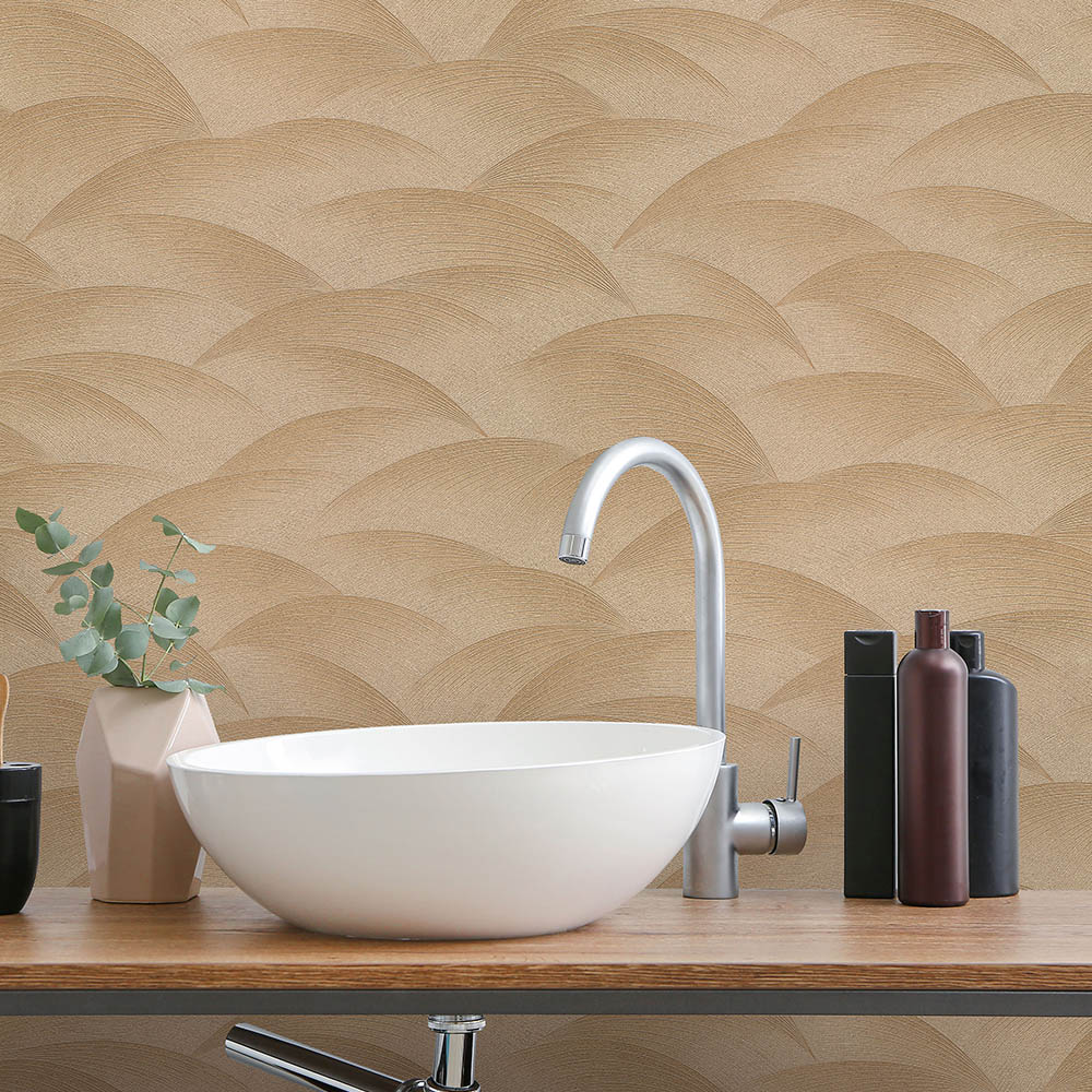 Erismann Serene Geometric Gold Vinyl Wallpaper Image 4