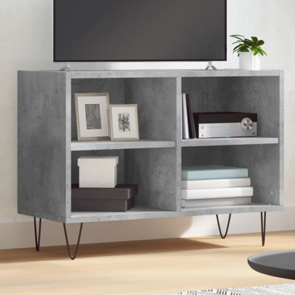 vidaXL 4 Shelf Concrete Grey TV Cabinet Image 1