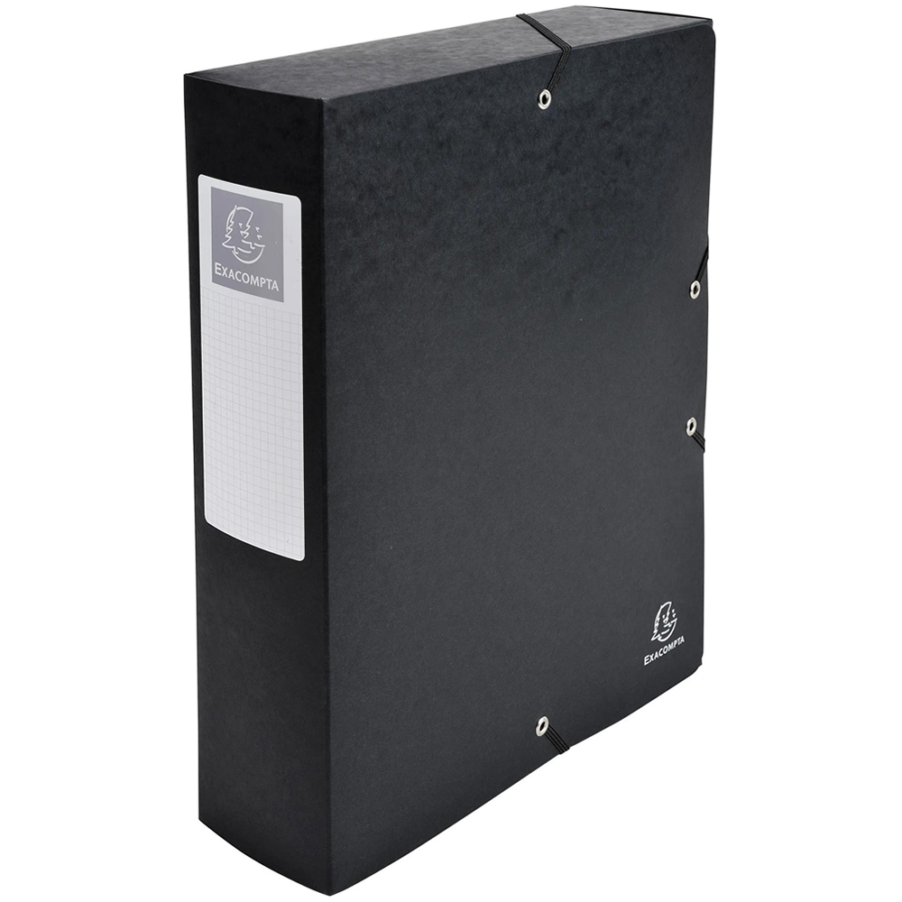 Exacompta A4 Black Premium Pressboard Elasticated Filing Box 6 Pack Image 3