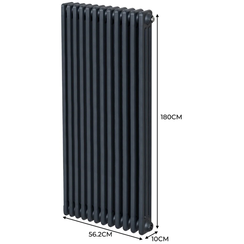 Monster Shop 7916 BTU Anthracite Grey Traditional 3 Column Radiator 1800 x 562mm Image 6