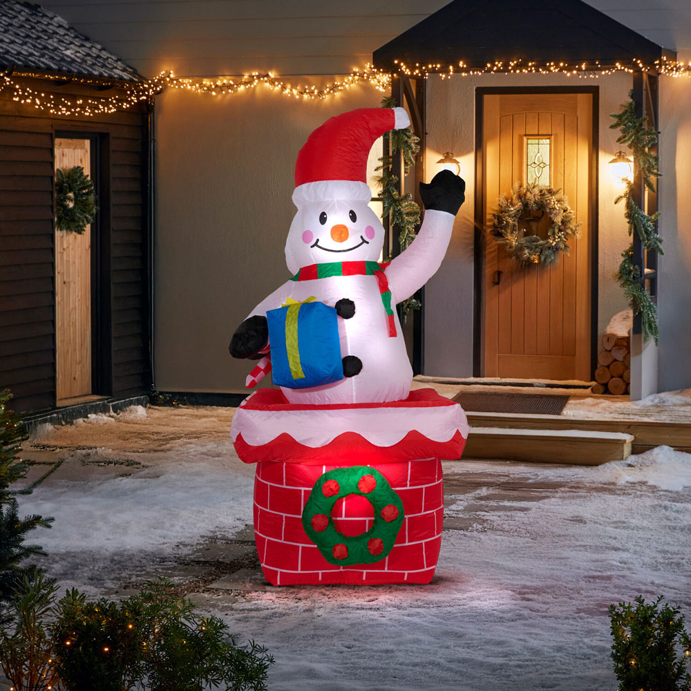 Santa Snowman Rotating Inflatable Standing Decoration Image 8