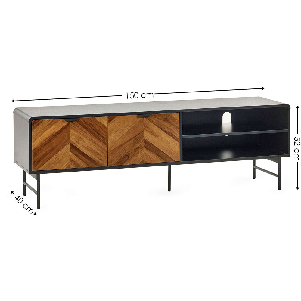 Julian Bowen Alvin 2 Door 2 Shelf Black and Chevron Natural Wood Effect TV Unit Image 9