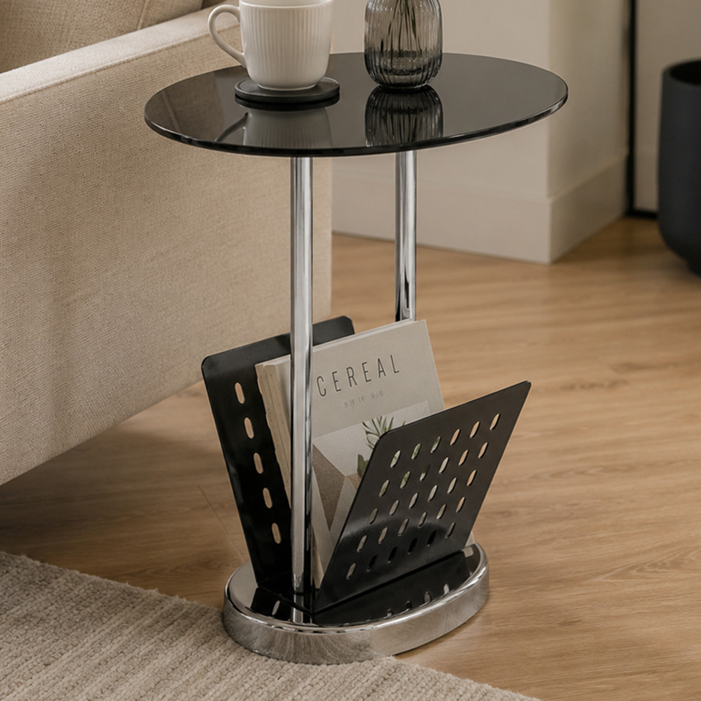 Premier Housewares Black Glass Side Table Image 1