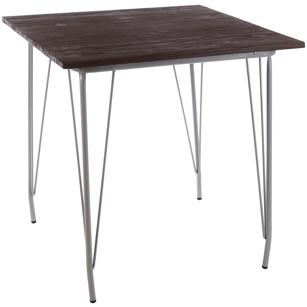 Premier Housewares 2 Seater Grey Metal and Elm Wood Square Dining Table Image 2