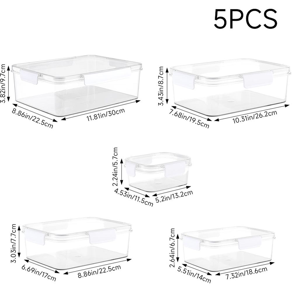 Living and Home 5-Piece Rectangular Food Storage Container Set Image 8